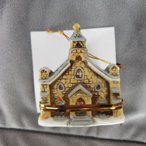 Lefton Christmas church 1986 Colonial Village Ornament Vintage - Picture 6 of 8